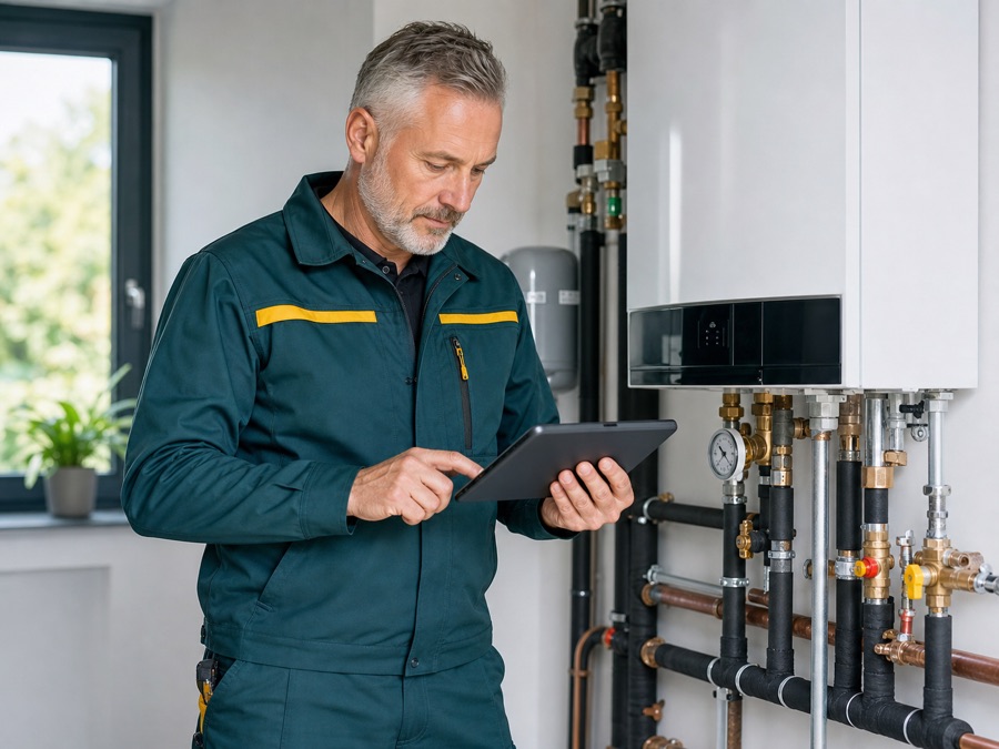 Vakman controleert isolatiewerk